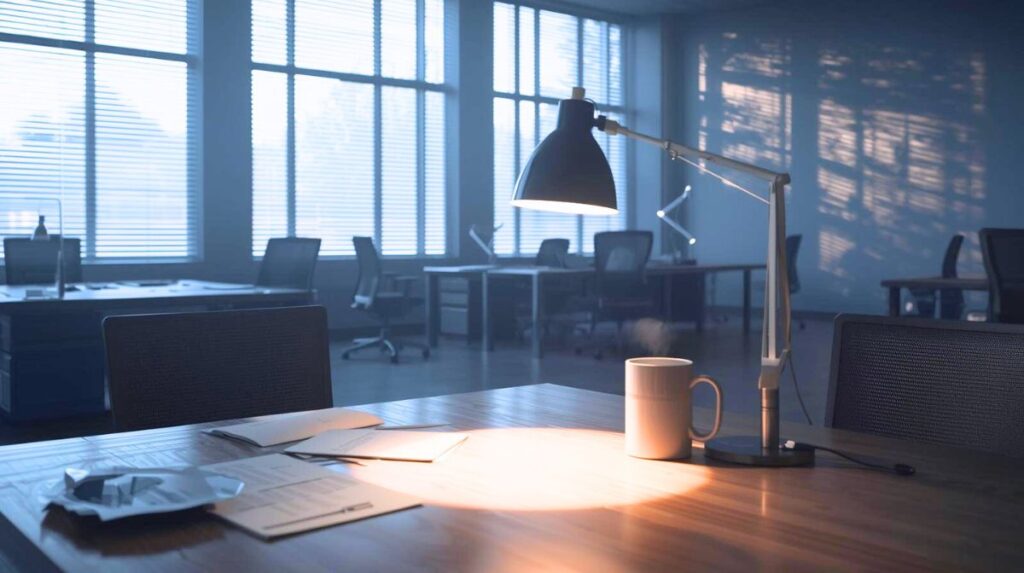 会社に差し込む朝日