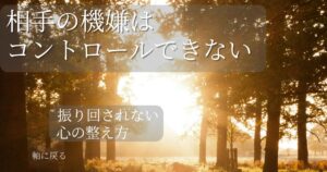 人の機嫌に振り回されない心の整え方を表す光の差す森の風景