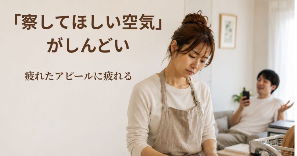察してほしい空気を出す人に疲れ、洗い物をしながらうつむく女性