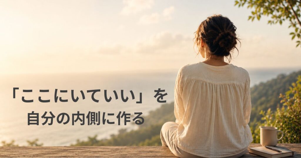 「ここにいていい」を自分の内側に作るイメージの女性の後ろ姿